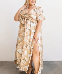 BB Custom Sicily Satin Maxi Dress | Taupe Floral Dresses 14 BB Custom Sicily Satin Maxi Dress | Taupe Floral Dresses