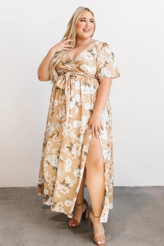 BB Custom Sicily Satin Maxi Dress | Taupe Floral Dresses 3 BB Custom Sicily Satin Maxi Dress | Taupe Floral Dresses