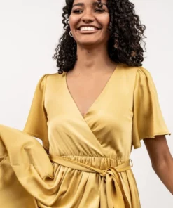 BB Custom Sicily Satin Maxi Dress | Yellow Dresses 22 BB Custom Sicily Satin Maxi Dress | Yellow Dresses