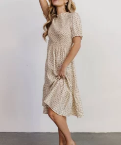 HAY Skylar Smocked Midi Dress | Yellow Floral