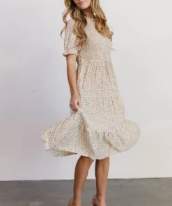 HAY Skylar Smocked Midi Dress | Yellow Floral