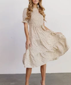 HAY Skylar Smocked Midi Dress | Yellow Floral