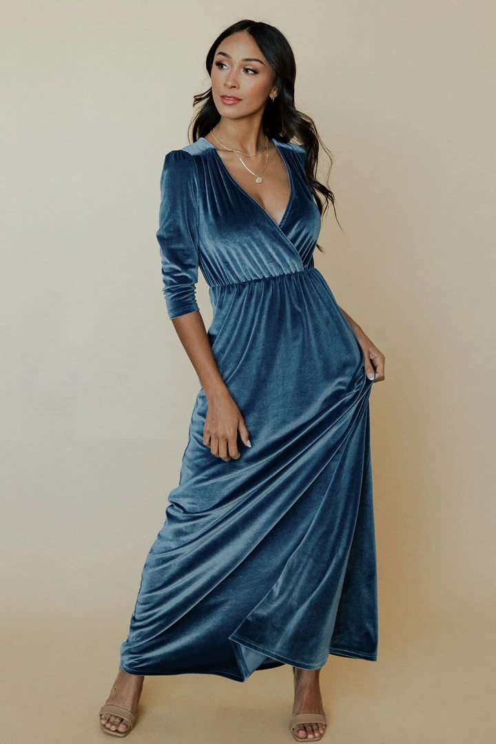 BB Custom Sofia Velvet Maxi Dress | Blue Dresses 8 BB Custom Sofia Velvet Maxi Dress | Blue Dresses