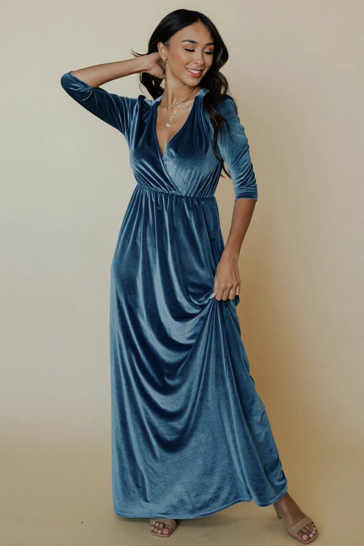 BB Custom Sofia Velvet Maxi Dress | Blue Dresses 7 BB Custom Sofia Velvet Maxi Dress | Blue Dresses