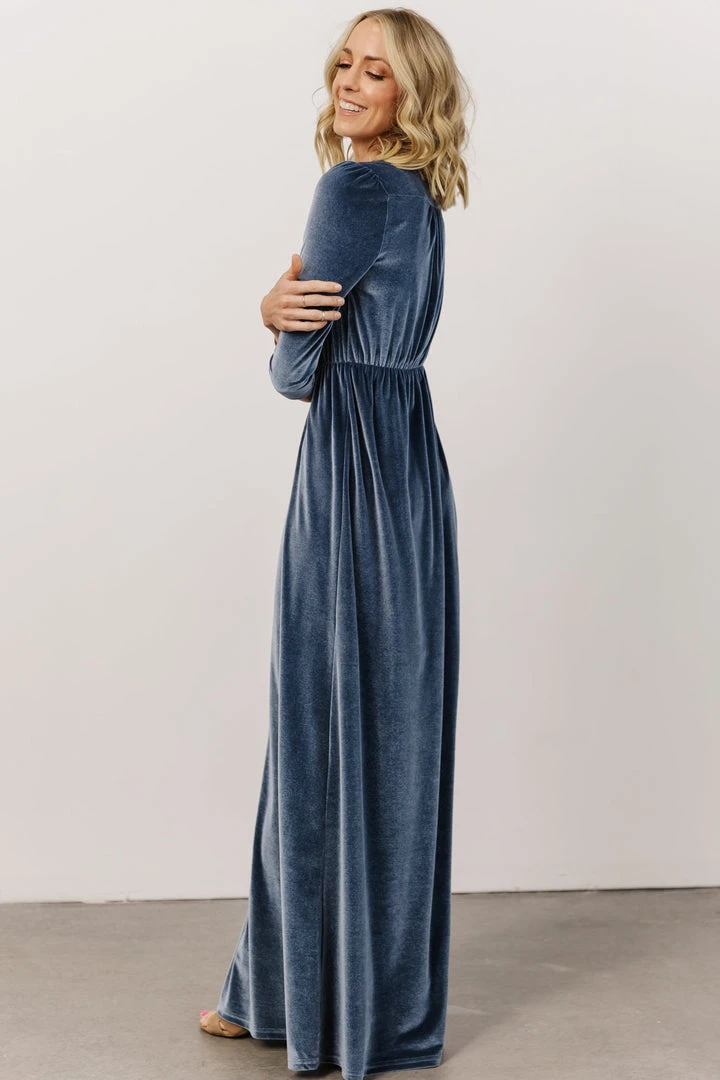 BB Custom Sofia Velvet Maxi Dress | Blue Dresses 4 BB Custom Sofia Velvet Maxi Dress | Blue Dresses