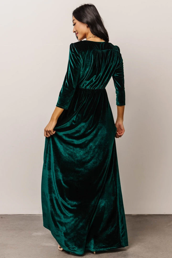 BB Custom Dresses Sofia Velvet Maxi Dress | Emerald 4 BB Custom Dresses Sofia Velvet Maxi Dress | Emerald