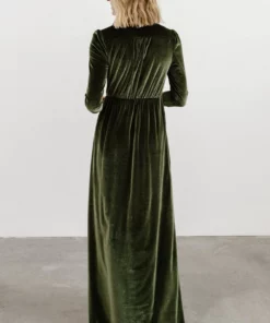 BB Custom Dresses Sofia Velvet Maxi Dress | Olive