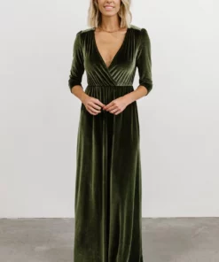 BB Custom Dresses Sofia Velvet Maxi Dress | Olive