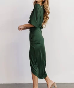 DD Solana Ruched Dress | Hunter Green Dresses