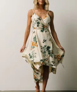 BB Custom Steffi Tulip Wrap Dress | Ivory Floral Dresses