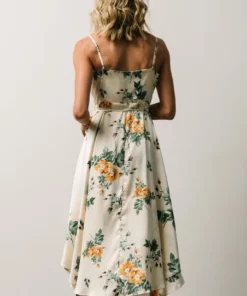 BB Custom Steffi Tulip Wrap Dress | Ivory Floral Dresses