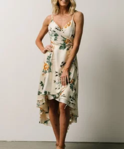 BB Custom Steffi Tulip Wrap Dress | Ivory Floral Dresses
