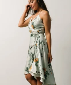 BB Custom Dresses Steffi Tulip Wrap Dress | Light Sage Floral