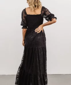 BB Custom Stella Smocked Lace Maxi Dress | Black Dresses
