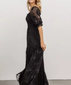 BB Custom Stella Smocked Lace Maxi Dress | Black Dresses