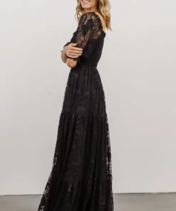 BB Custom Stella Smocked Lace Maxi Dress | Black Dresses