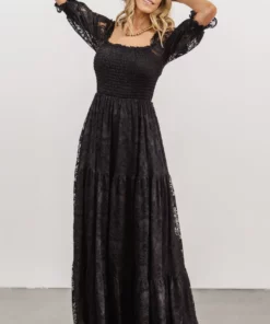 BB Custom Stella Smocked Lace Maxi Dress | Black Dresses