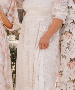 BB Custom Stella Smocked Lace Maxi Dress | Off White Dresses 10 BB Custom Stella Smocked Lace Maxi Dress | Off White Dresses