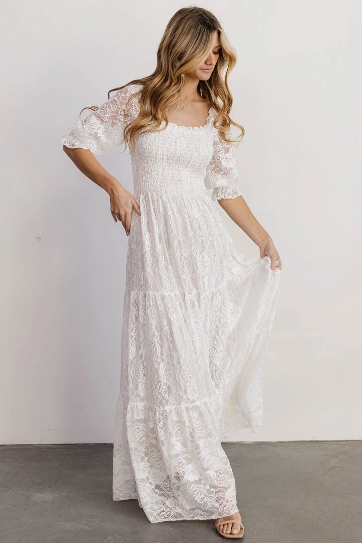 BB Custom Stella Smocked Lace Maxi Dress | Off White Dresses 7 BB Custom Stella Smocked Lace Maxi Dress | Off White Dresses