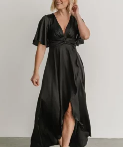 DD Stina Satin Maxi Dress | Black Dresses