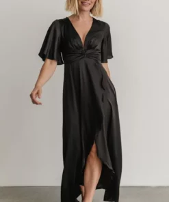 DD Stina Satin Maxi Dress | Black Dresses