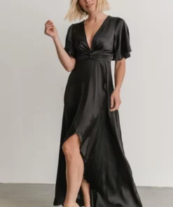 DD Stina Satin Maxi Dress | Black Dresses