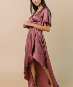 DD Stina Satin Maxi Dress | Dark Rose Dresses
