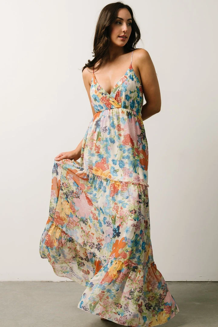 AK Dresses Suzanna Tiered Maxi Dress | Ivory + Multi Floral 2 AK Dresses Suzanna Tiered Maxi Dress | Ivory + Multi Floral