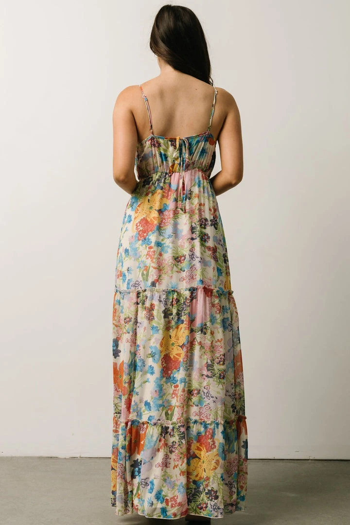 AK Dresses Suzanna Tiered Maxi Dress | Ivory + Multi Floral 3 AK Dresses Suzanna Tiered Maxi Dress | Ivory + Multi Floral