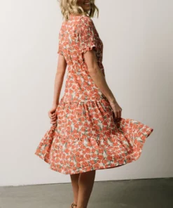 HAY Suzette Smocked Midi Dress | Coral Floral Dresses