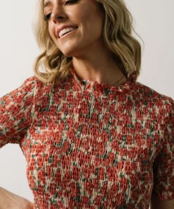 HAY Suzette Smocked Midi Dress | Coral Floral Dresses