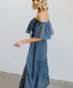 BB Custom Dresses Swiss Dot Maxi Dress | Blue