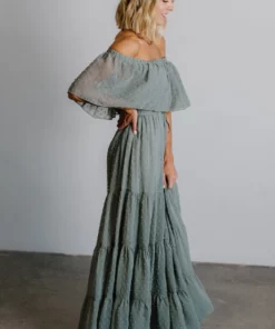 BB Custom Dresses Swiss Dot Maxi Dress | Sage 19 BB Custom Dresses Swiss Dot Maxi Dress | Sage