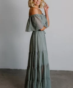 BB Custom Dresses Swiss Dot Maxi Dress | Sage 15 BB Custom Dresses Swiss Dot Maxi Dress | Sage