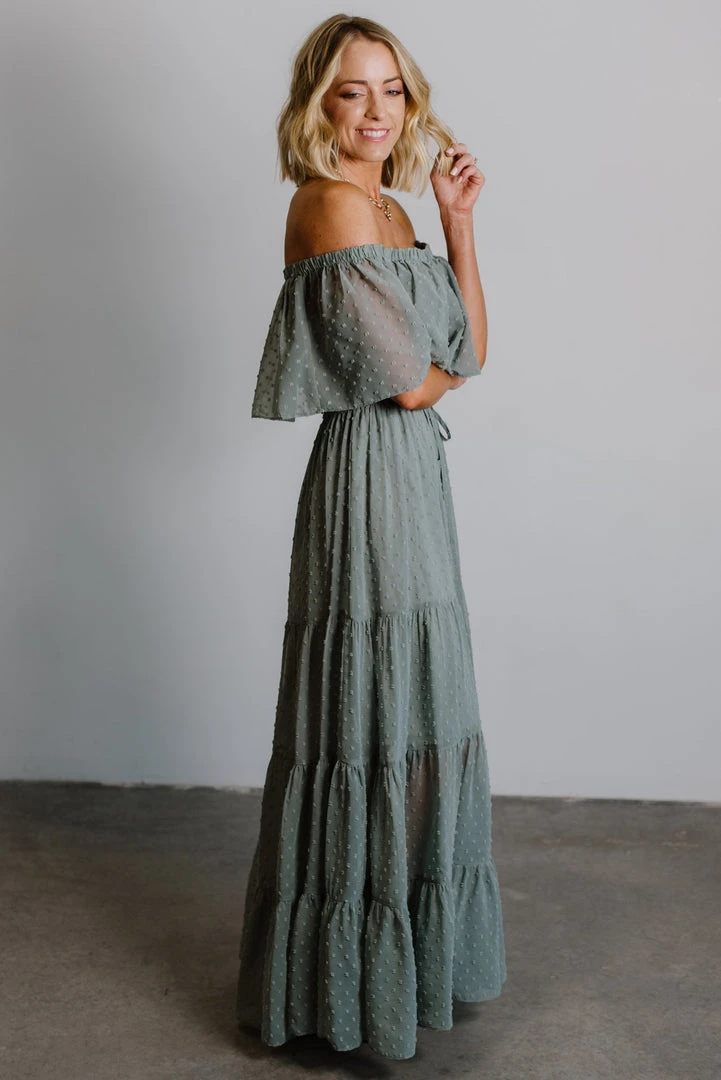 BB Custom Dresses Swiss Dot Maxi Dress | Sage 5 BB Custom Dresses Swiss Dot Maxi Dress | Sage