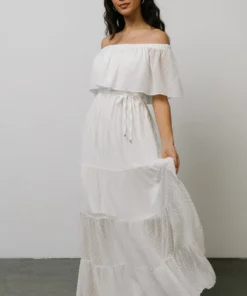 BB Custom Swiss Dot Maxi Dress | White