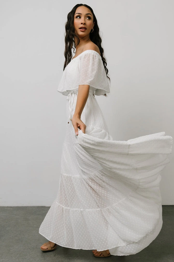 BB Custom Swiss Dot Maxi Dress | White 7 BB Custom Swiss Dot Maxi Dress | White