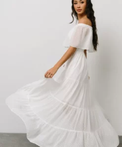 BB Custom Swiss Dot Maxi Dress | White 9 BB Custom Swiss Dot Maxi Dress | White