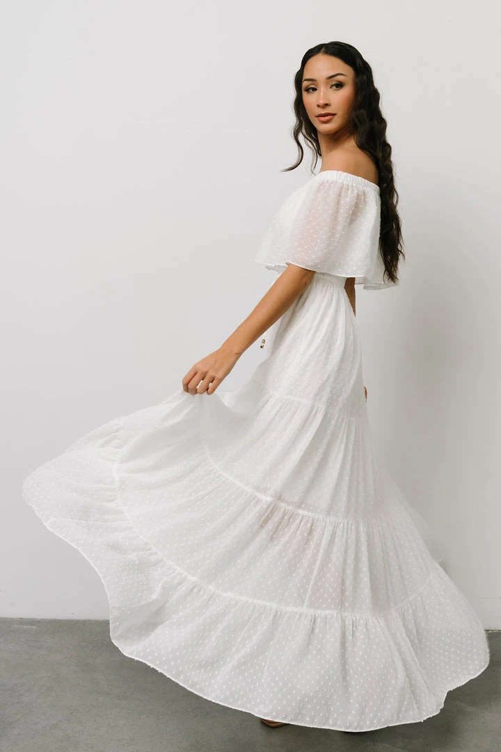 BB Custom Swiss Dot Maxi Dress | White 3 BB Custom Swiss Dot Maxi Dress | White