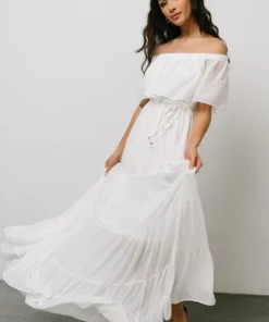 BB Custom Swiss Dot Maxi Dress | White 12 BB Custom Swiss Dot Maxi Dress | White