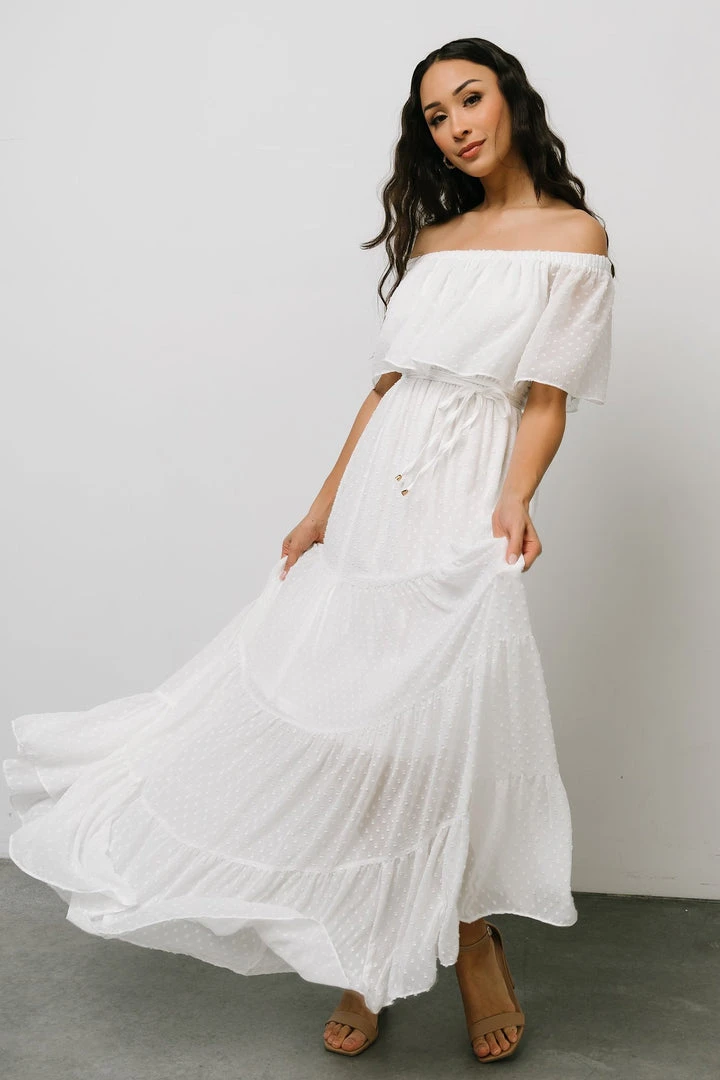 BB Custom Swiss Dot Maxi Dress | White 6 BB Custom Swiss Dot Maxi Dress | White