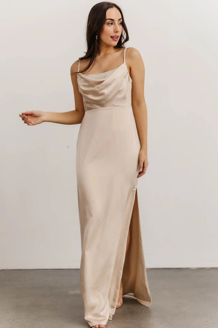 SL Dresses Sydney Satin Gown | Champagne 8 SL Dresses Sydney Satin Gown | Champagne