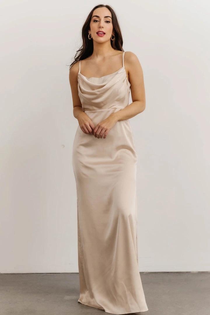 SL Dresses Sydney Satin Gown | Champagne 7 SL Dresses Sydney Satin Gown | Champagne