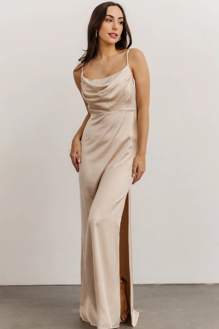 SL Dresses Sydney Satin Gown | Champagne 1 SL Dresses Sydney Satin Gown | Champagne