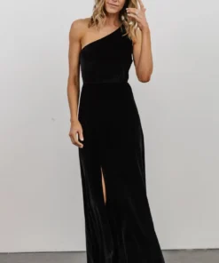 BB Custom Tatiana Velvet One Shoulder Maxi Dress | Black 18 BB Custom Tatiana Velvet One Shoulder Maxi Dress | Black