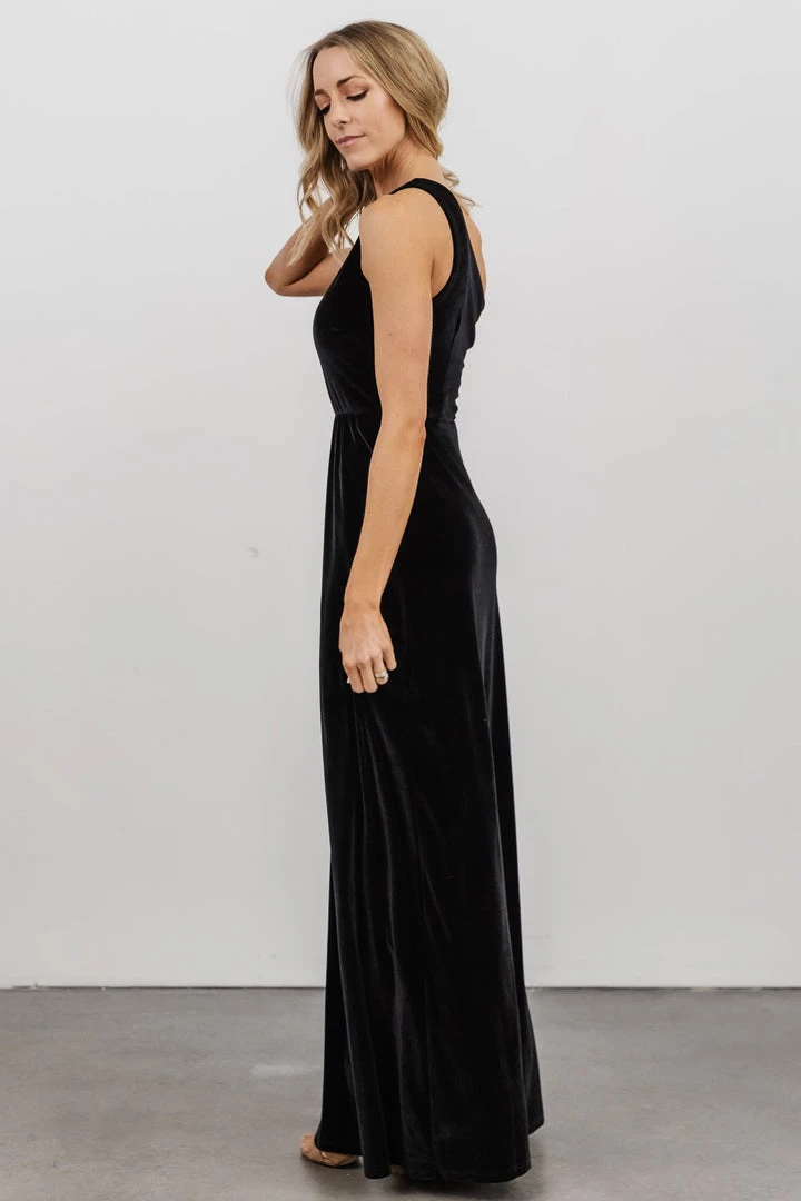 BB Custom Tatiana Velvet One Shoulder Maxi Dress | Black 11 BB Custom Tatiana Velvet One Shoulder Maxi Dress | Black