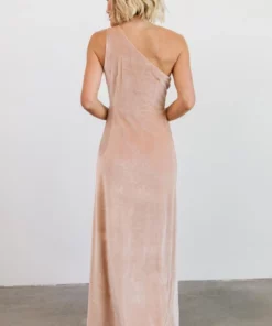 BB Custom Tatiana Velvet One Shoulder Maxi Dress | Champagne Dresses