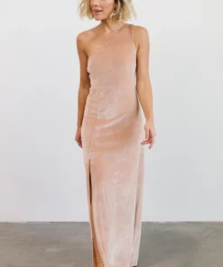 BB Custom Tatiana Velvet One Shoulder Maxi Dress | Champagne Dresses