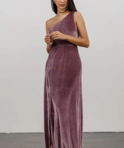 BB Custom Tatiana Velvet One Shoulder Maxi Dress | Orchid