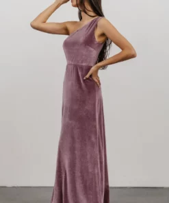 BB Custom Tatiana Velvet One Shoulder Maxi Dress | Orchid